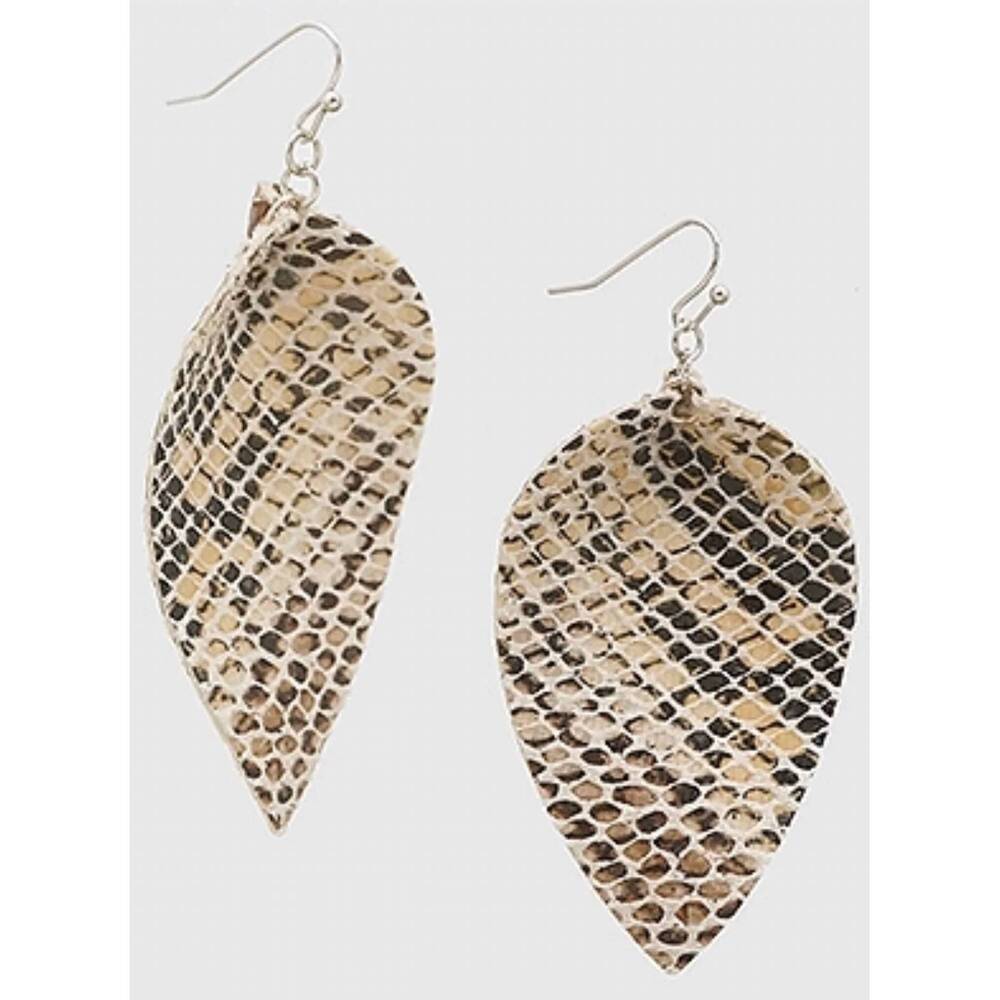NEW WHITE LABEL women's snakeskin earrings in animal print